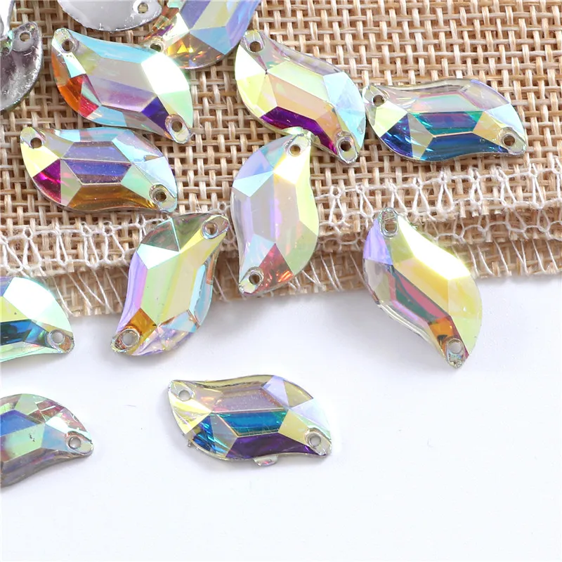 3 sizes S shape Resin Sew on Rhinestone Crystal AB flatback Sewing Stones strass for clothing accessories shoes