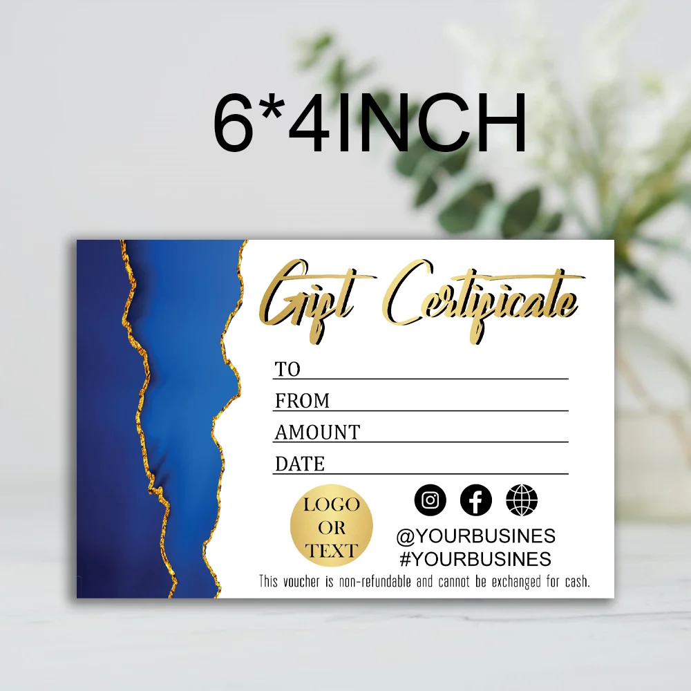 

Personalized Golden and Black Gift Voucher with Your Logo, Wedding Gift, Modern ADD, Luxury