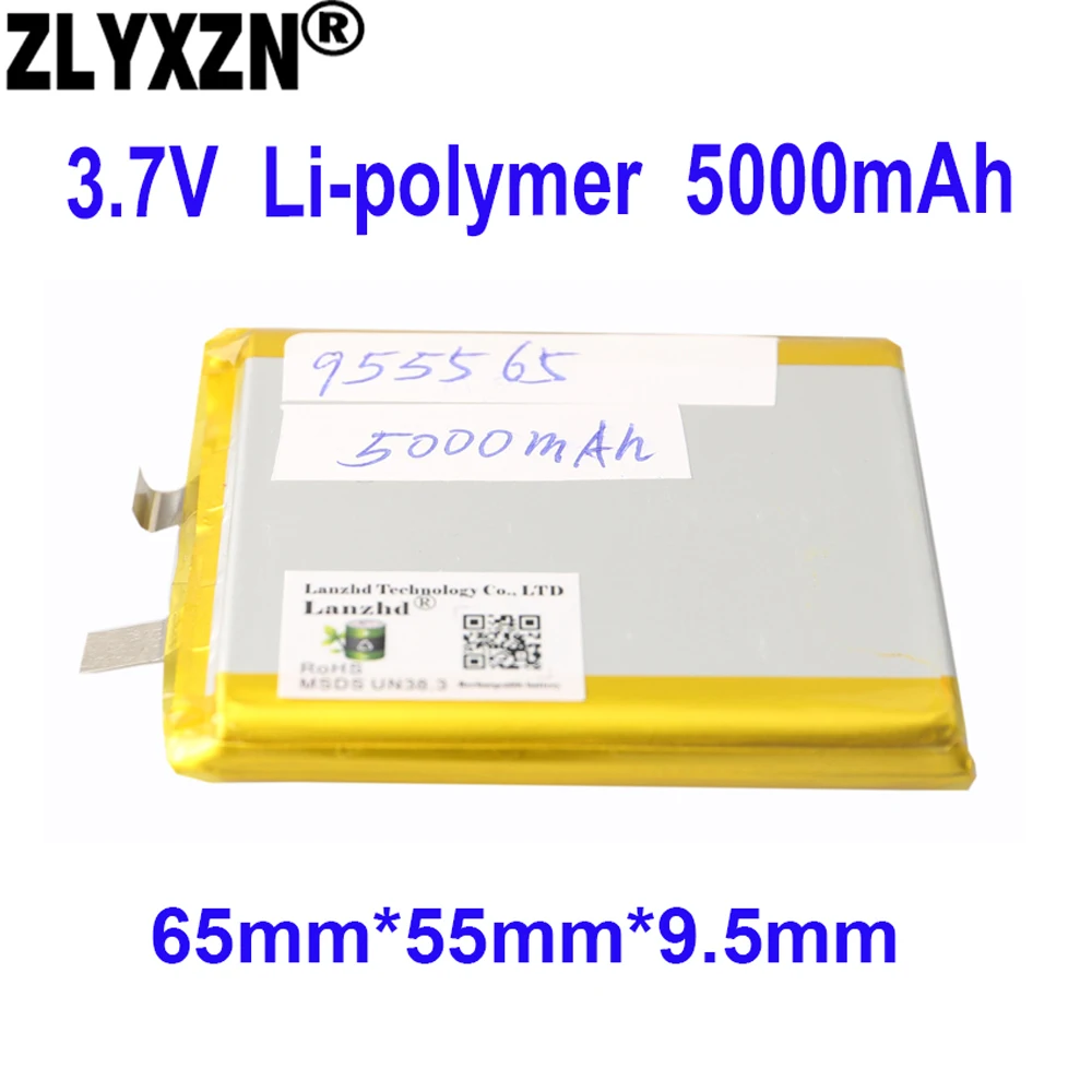 1-12pcs Lithium Batteries 3.7V Lipo Li-Po battery Rechargeable 55*65*9.5mm 5000mAh Li-polymer Batteries For Tablet digital DVD