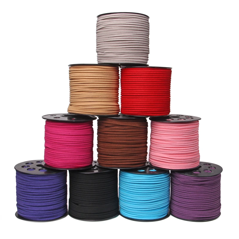 

2*1 mm Genuine Velvet Leather Round Cords 100 M/ROLL DIY Bracelet Findings Colorful Tread Rope String For Jewelry Making Necklac