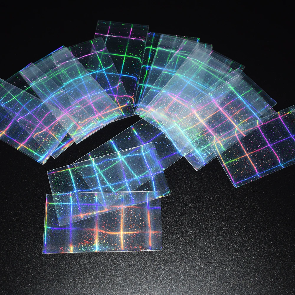 50PCS/Bag Laser Dots Grid Card Sleeves For Flashing Idol Card Film Protector Holographic Foil Tarot Cards Film Cover