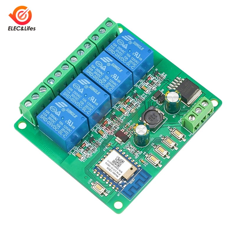 USB 5V DC 7-24V 4 Channel Smart WiFi Wireless Remote Control Relay Switch Module For Mobile Phone Tuya APP Control Smart Switch