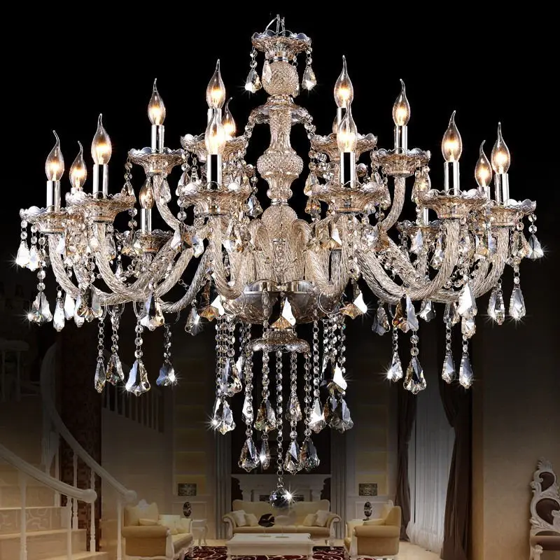 

led crystal chandelier 4/6/8/10/15 Arms ceiling light European classic cognac color light K9 crystal glass candle chandelier