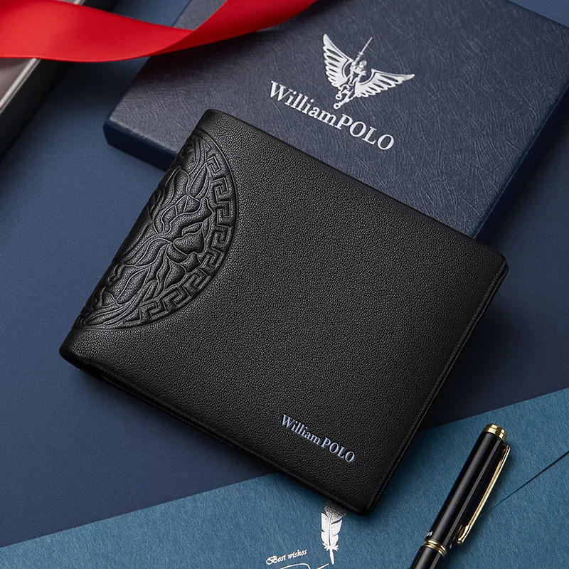 WILLIAMPOLO Men's Wallet Extra Caopacity Traveler Wallet Fashion Design Purse With Luxury Gift Box Best Gift For Him PL201513