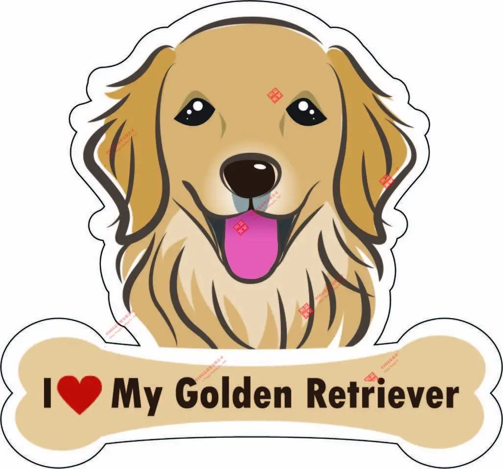 Personality Dog Bone Sticker I Love My Golden Retriever Car Sign Puppy Decal Racing Stickers