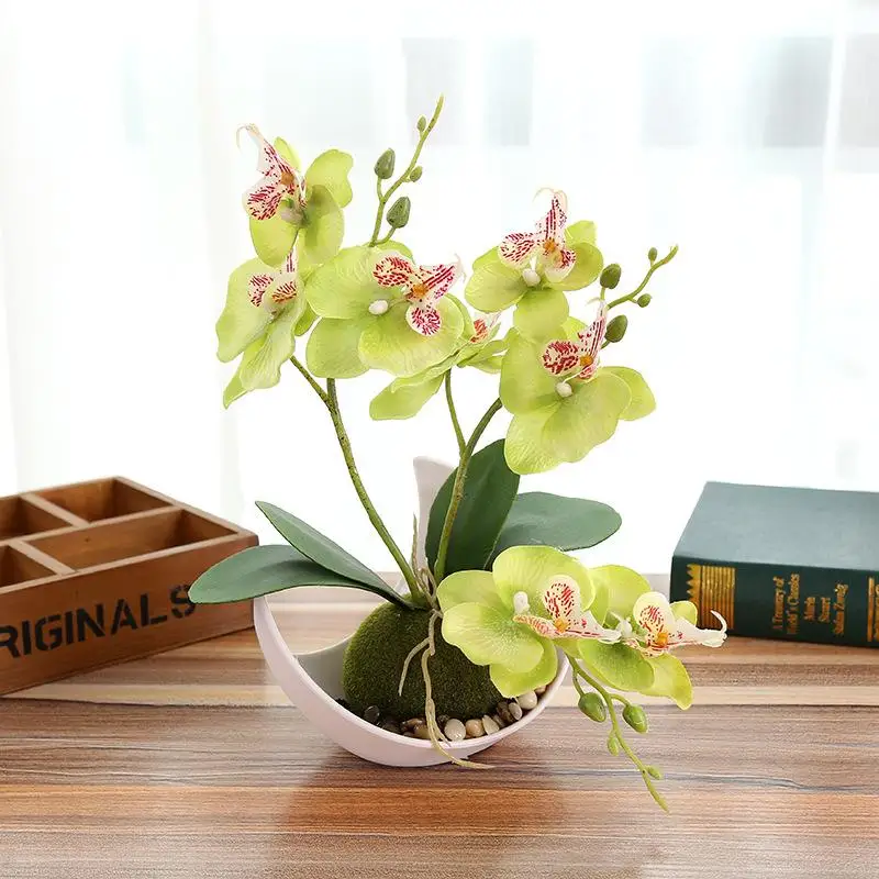 Trigeminal Phalaenopsis Artificial flowers wedding decoration Bonsai (with pots) Creative ornaments Artificial Plant pots FZ301