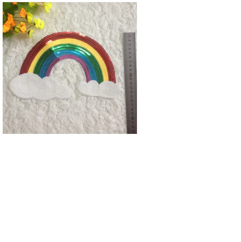 Neue Pailletten Regenbogen Pailletten Tuch Aufkleber DIY Bekleidung Dekoration Zubehör Pailletten Bestickt Tuch Aufkleber