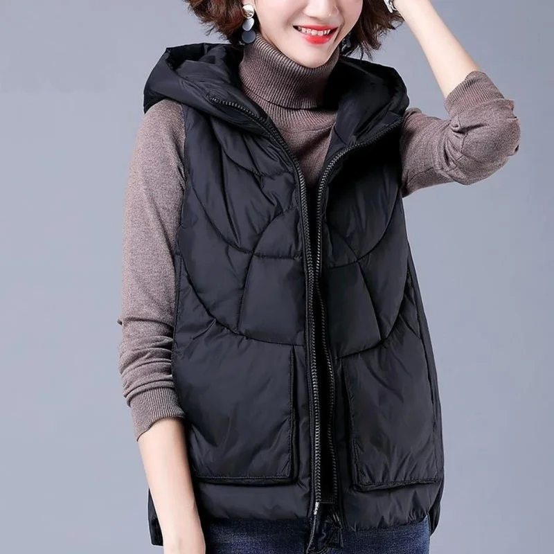 

2024 Sleeveless Women Vest Winter Warm 6XL Down Cotton Padded Jacket Female Veste Sans Manche Femme Waistcoat Y359