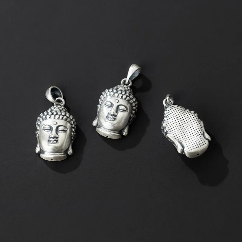 999 Pure Silver Buddha Necklace Dangle Charms 3D Craftwork Buddhism Decorations Silver Pendants Women Men  DIY Jewelry Findings