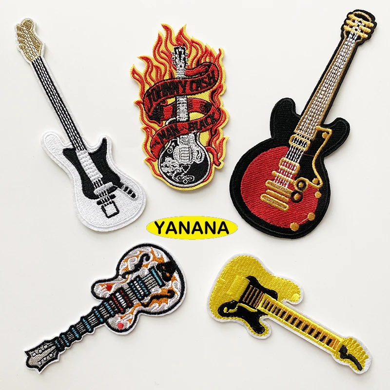 

Guitar icon Punk Rock Guitar Band Patches Creative Badges for Cloth Punk Amazing Embroidered Patch DIY Applique Stickers