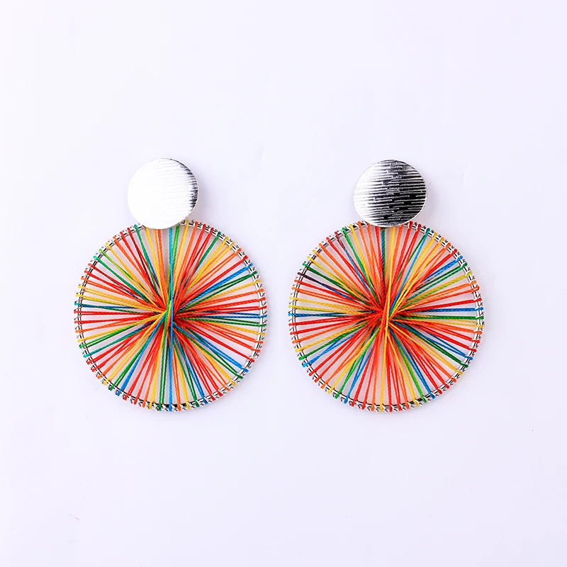 Fashion Winding Thread Earrings Colorful Dangel Statement Unique Cricle Bohemian Drop Earrings For Women Lady 2020 New Arravel