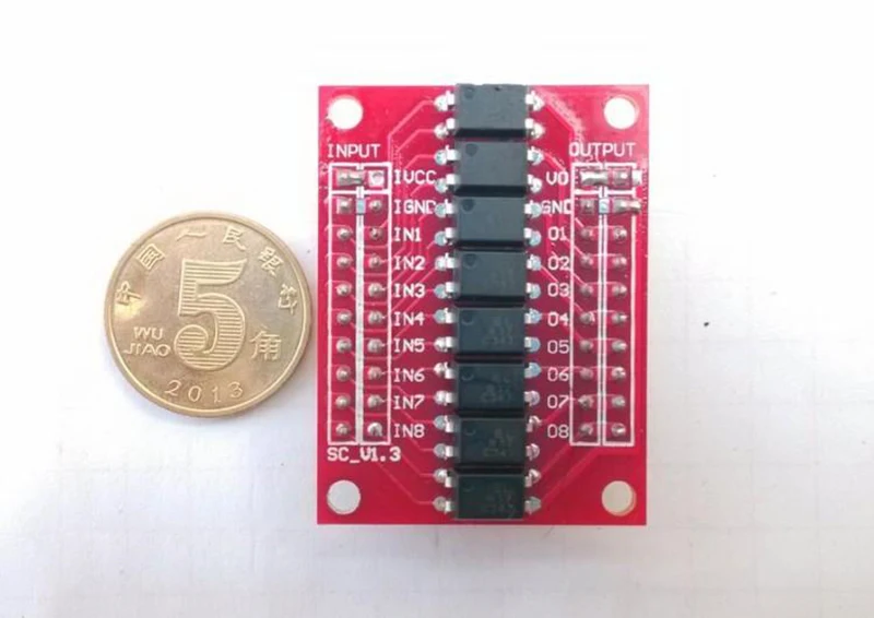 8-Channel Optocoupler Isolation Module/ 3/5/12/24V Positive Phase Amplification