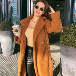 Women Teddy Coat Oversized Luxury Faux Fur Lapel Cardigan 3XL White Pink Warm Fluffy Overcoat