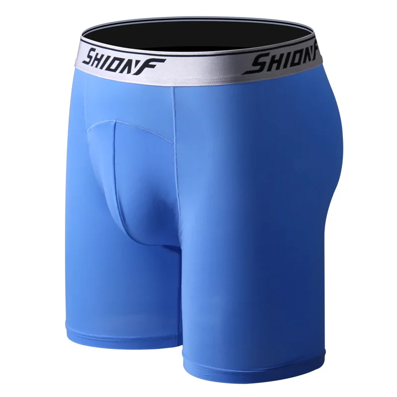 Shionf 7XL Ice Silk Anti Friction Legs 4pcs Long Underwear Fitness Comfortable Men Underpants Thin Stretch Boxers Male Panties