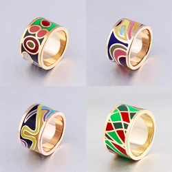 Color Culture Stainess Steel Gold Plating  Enamel  Rings