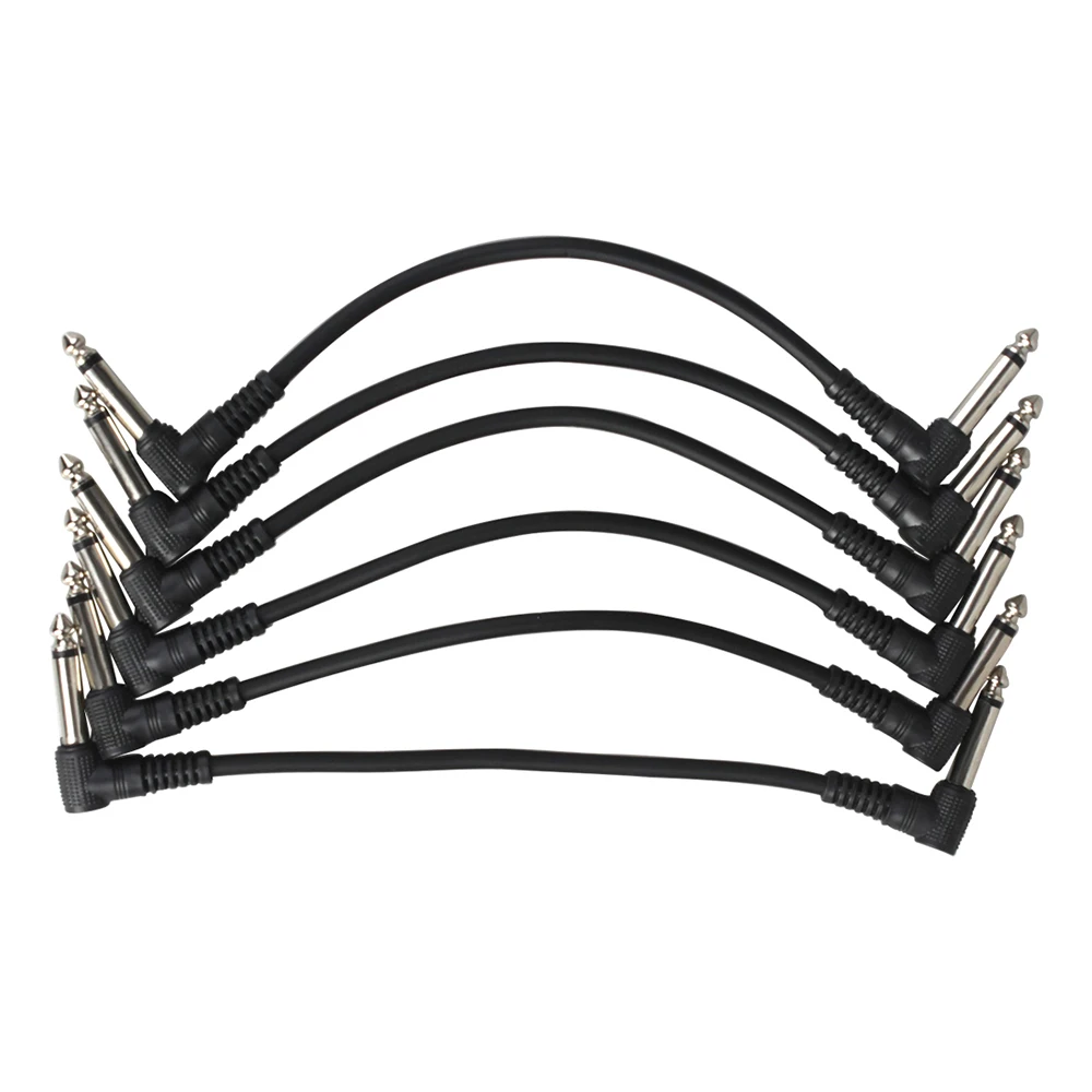 기타 이펙트 페달 케이블 연결 라인, 6.35mm ~ 6.35mm 오디오 케이블, 21cm 직각 코드, 구리 와이어 기타 액세서리, 6 개