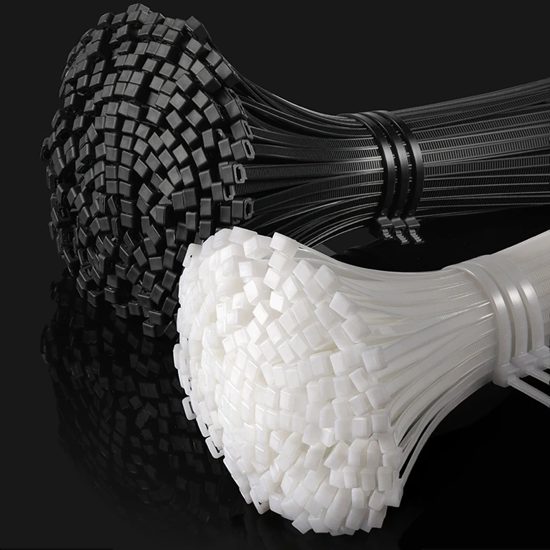 Nylon Cable Ties Width:2.5/3.5/4.5MM Self-Locking Plastic Warp Black Wire Zip Strapping Industrial Fasteners 250/500/1000PCS