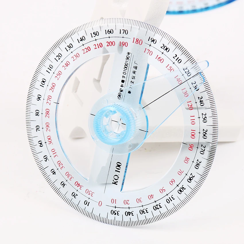 1PC/lot Hot Sale Circular 10cm Plastic 360 Degree Pointer Protractor Rulers Angle Finder for Student Stationery Gift Protractor