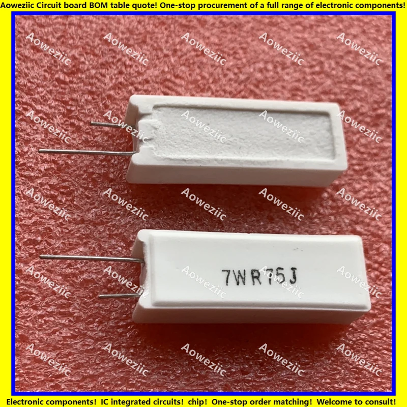 

10Pcs/Lot 7WR75J 7W0.75ΩJ RX27-5 SQM Vertical Cement Resistance 7W0.75ohm Ceramic Resistance Precision ±5% Power Resistance