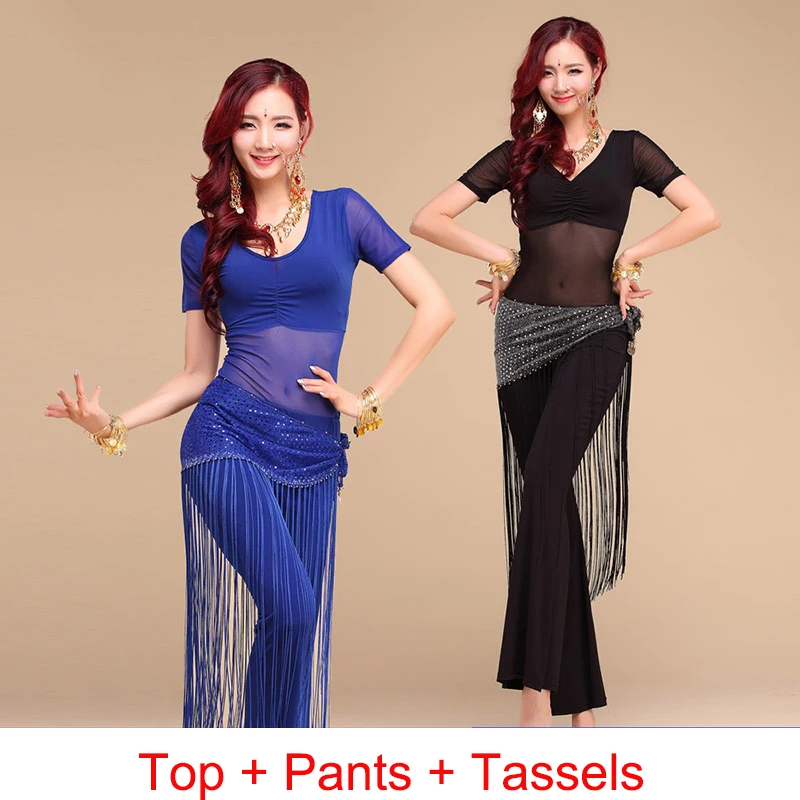 Belly Dance Costume New Exercise Clothes Female Beginner Short-Sleeved Pants Suit Belly Dance Costume Set Stage Costumes DN9425