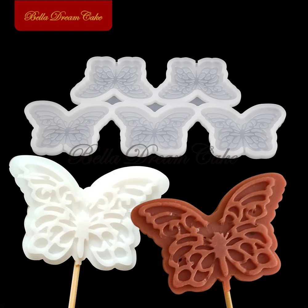 Butterfly/Rose/Tulip Flower Lollipop Silicone Mold DIY Handmade Chocolate Candy Cake Mould Cake Decorating Tool Kitchen Bakeware