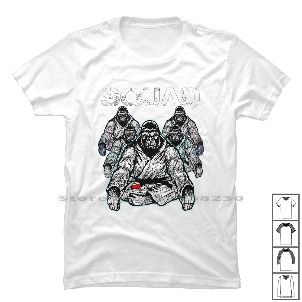 Jiu Jitsu Shirt Bjj Gorilla Squad T Shirt 100% Cotton Gorilla Squad Jitsu Quad Ill Hi Go