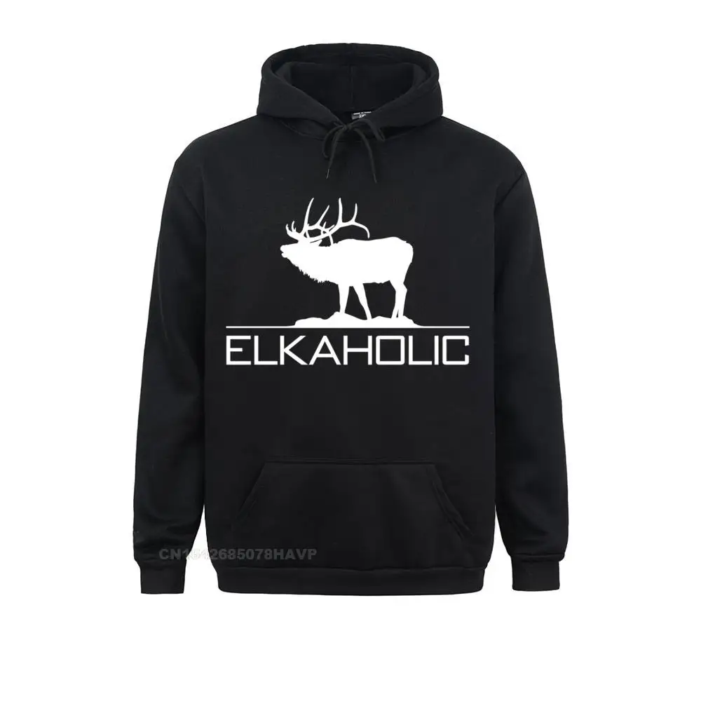 

2021 New Men's Sweatshirts Elkaholic Funny Elk Hunting Hoodie Design Hoodies Long Sleeve Slim Fit Clothes Harajuku