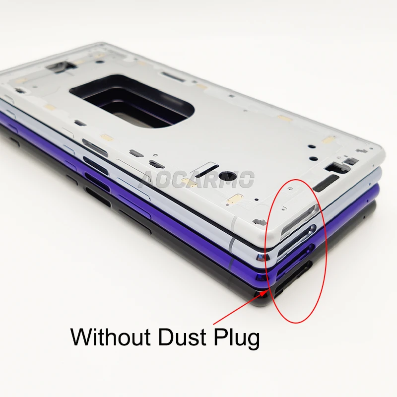 Aocarmo untuk Sony Xperia 1 / J9110 / XZ4 Tengah Bingkai Chassis Logam Bezel Plate Bracket Panel dengan Perekat Stiker