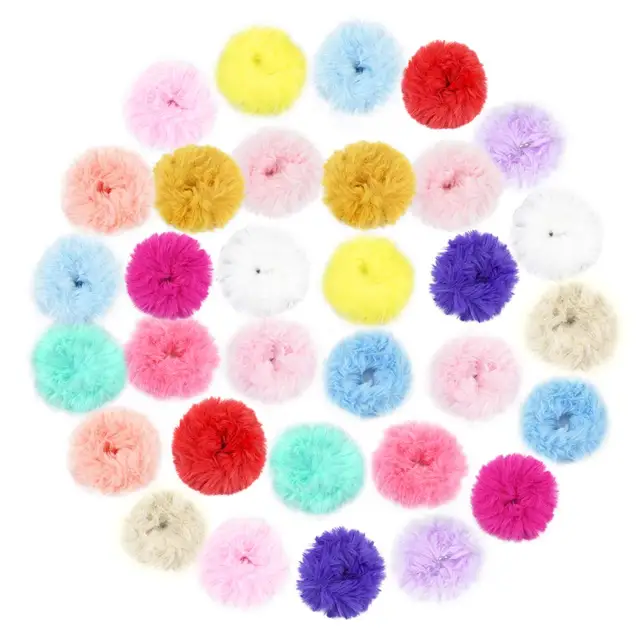 Zestaw 2 puszystych sztucznego futra Furry Scrunchies Miękkie, ręcznie robione futro Elastyczne opaski do włosów Pierścień dla pań Opaski do włosów
