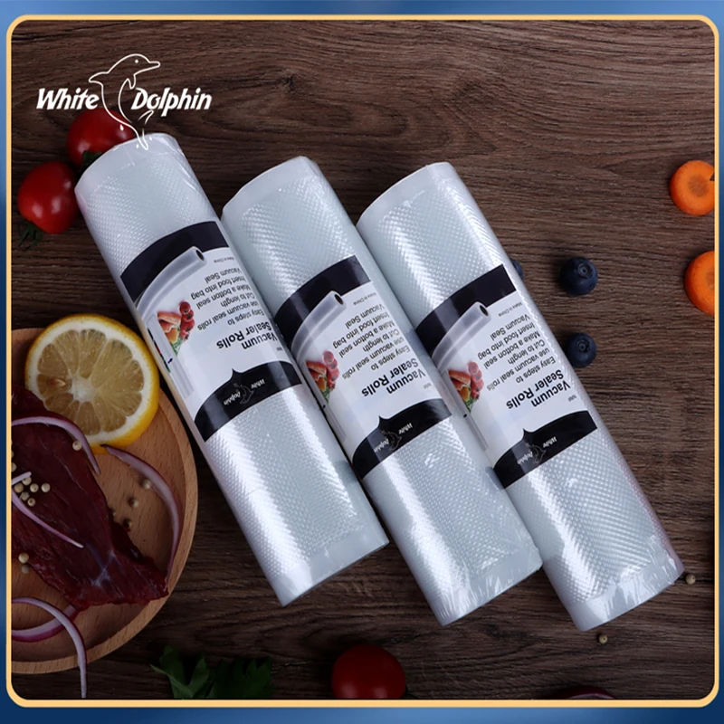 Delfino bianco 4 rotoli 12 15 20 25X500cm rotoli sottovuoto per alimenti domestici sacchetti per risparmio alimentare per confezionatrice sottovuoto