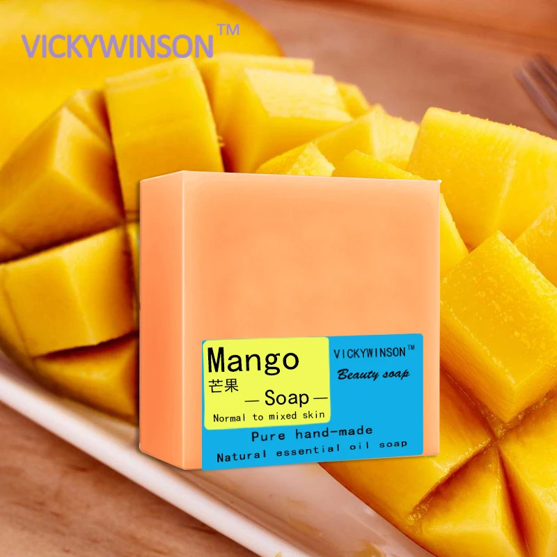 VICKYWINSON Mango handmade soap 100g Stimulate cellular vitality To make the skin quickly Softening cutin Contractive pore