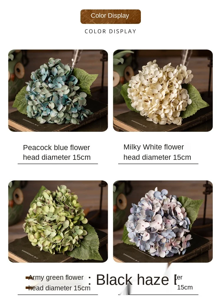 Simulation Flower Retro Hydrangea Wedding Decoration Home Living Room Wall Decoration Photography Props Fake Flowers