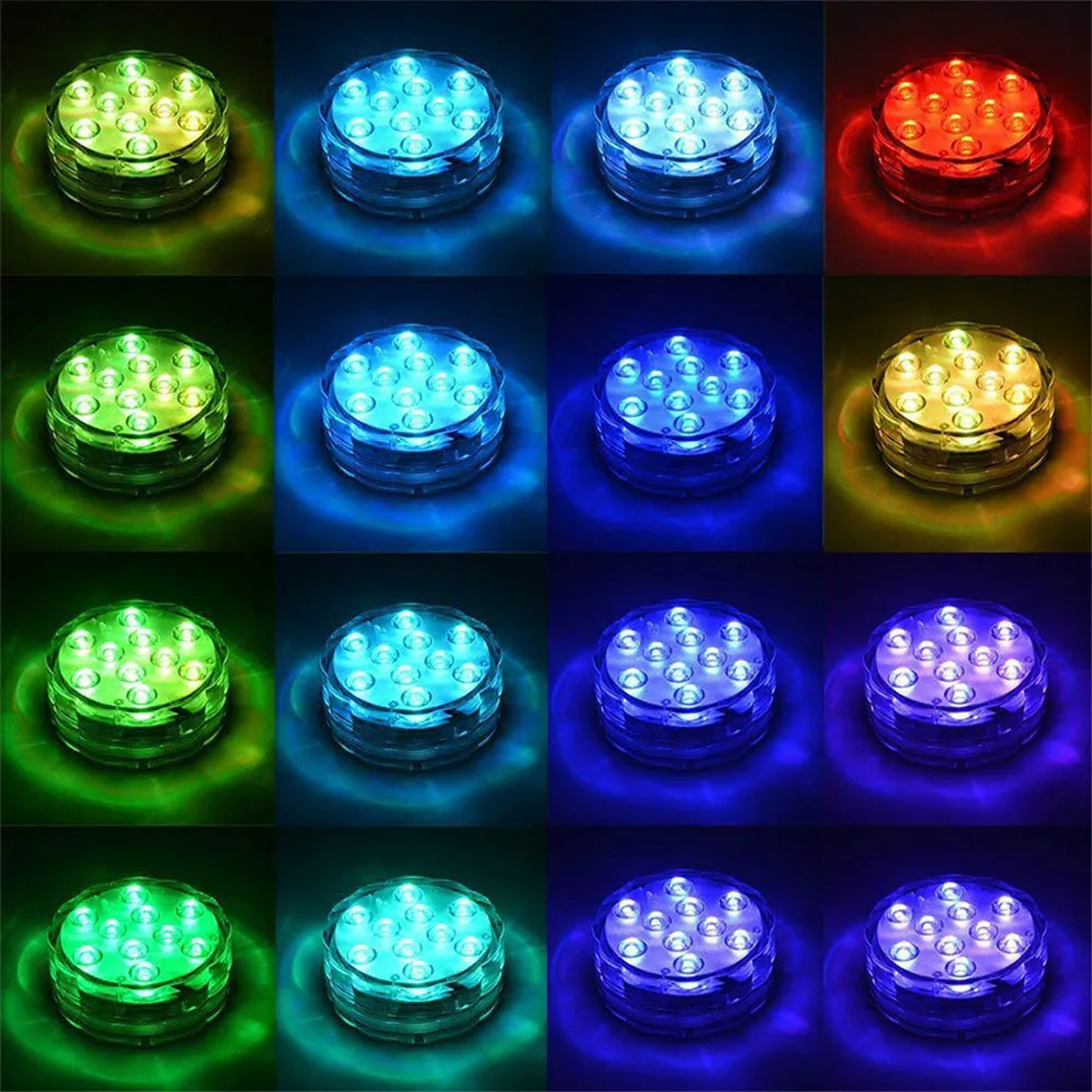 LED Remote Control RGB Diving Lights Battery-Powered Underwater Night Lights Outdoor Party Garden Swimming Pool Decoration Light
