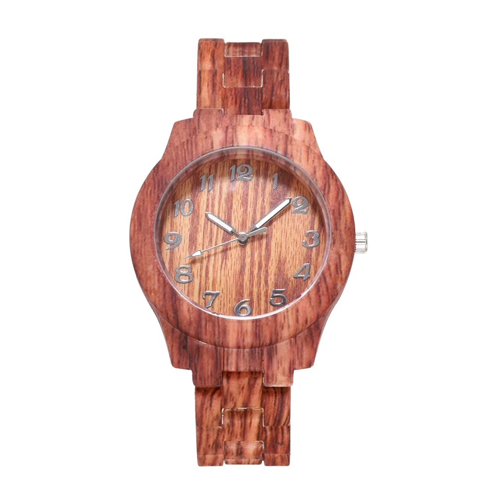 

Fashion Women Wooden Grain Round Dial Arabic Number Resin Band Analog Quartz Wrist Watch hombre zegarek damski часы мужские