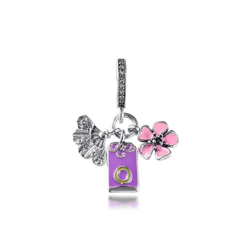 

Sakura Omamori Fan Charm 2021 Mother's Day Beads For Jewelry Making Fits Original Charms Bracelets Fashion Woman DIY Beads