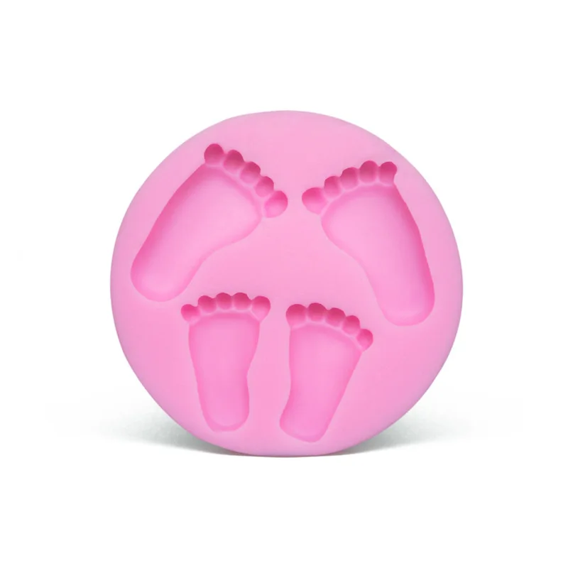 Cute Silicone Baby Foot Mold For Cake Decoration Fondant 3D Feet Mould Moldes De Silicone Baking Pink Cake Decorating Tools