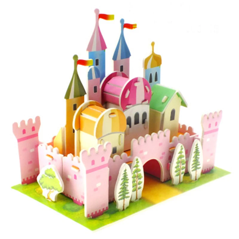 3D Puzzle Birthday Present Castle Garden Dinosaur Princess House Jigsaw Interesting Learning Educational Toys Children Kid Gift