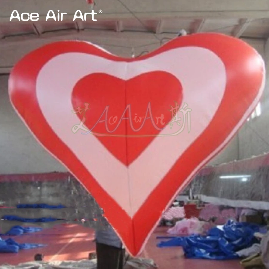 Prodotto gonfiabile gigante personalizzato a forma di cuore rosso e bianco per la decorazione di San Valentino/matrimonio/festa realizzata da Ace Air Art