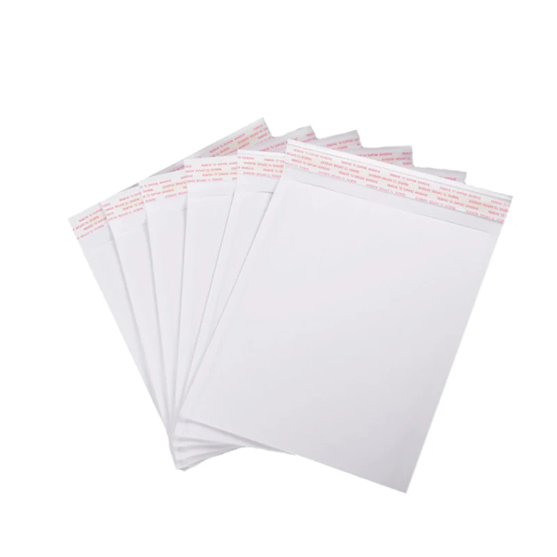 100 pçs saco de bolha de papel branco à prova dkraágua kraft bolha mailer sacos de embalagem à prova de choque para o pequeno negócio presente envio envelope