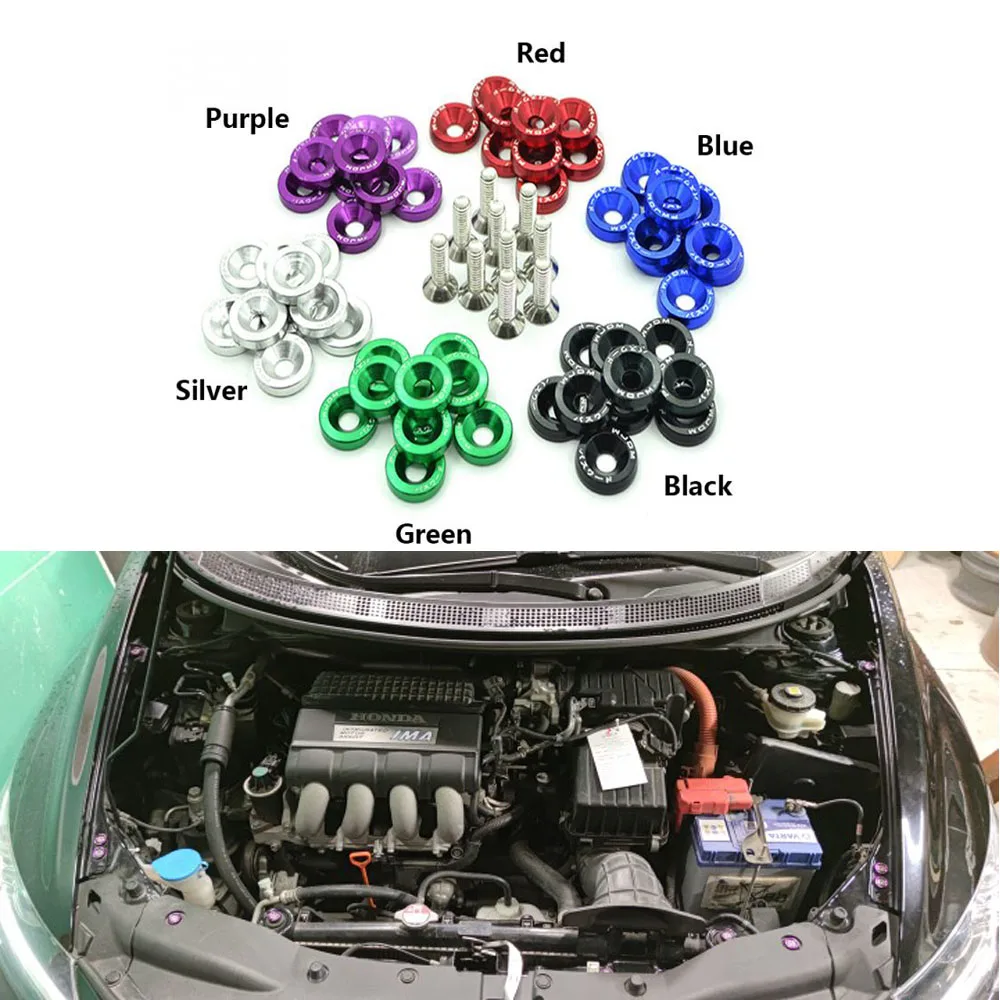 10PCS M6 JDM Car JDM Car Sticker Password Fender Washer Nuts License Plate Bolts Auto Refit Accessories