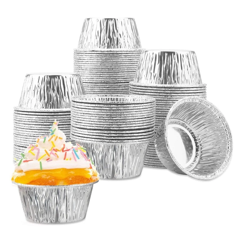 Vasos de papel de aluminio para hornear magdalenas, revestimientos desechables para muffins, soportes para Ramekin, 150 Uds.