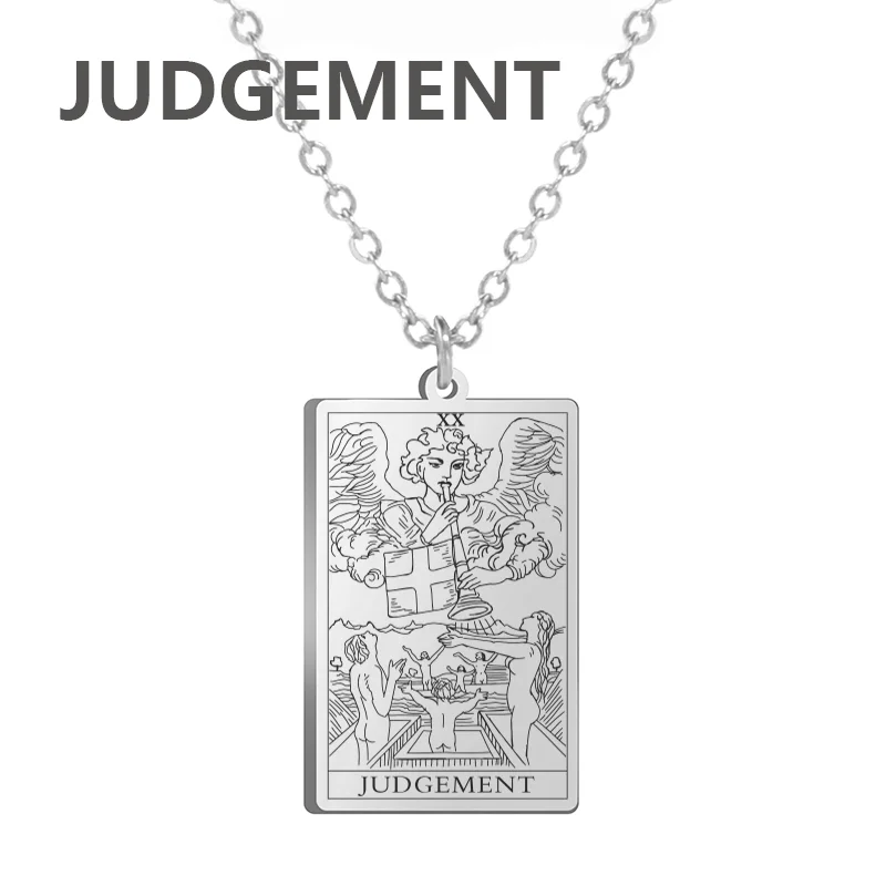 Dawapara Tarotkarten Halskette Damen Edelstahl Halskette Reichtum Amulett Klassisches Tarot Major Arcana Wahrsagerei Charm Schmuck