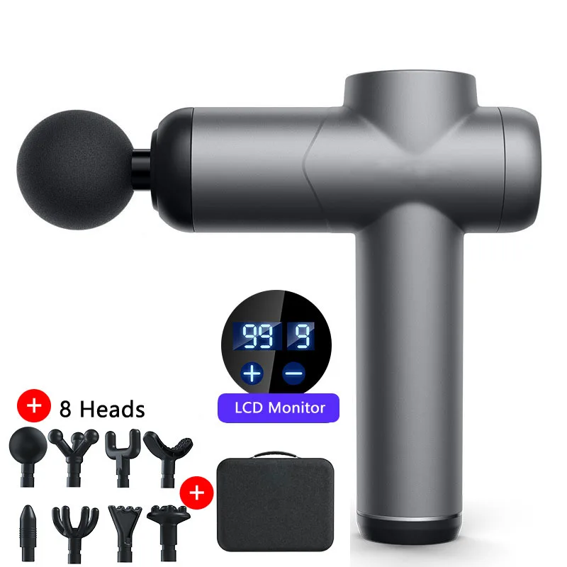 2022 Neue Massagepistole, Körpermassagegerät, Muskelentspanner, elektrisches LED-Display, 8 Arten professioneller Massagekopf, Faszienpistole, Geschenk