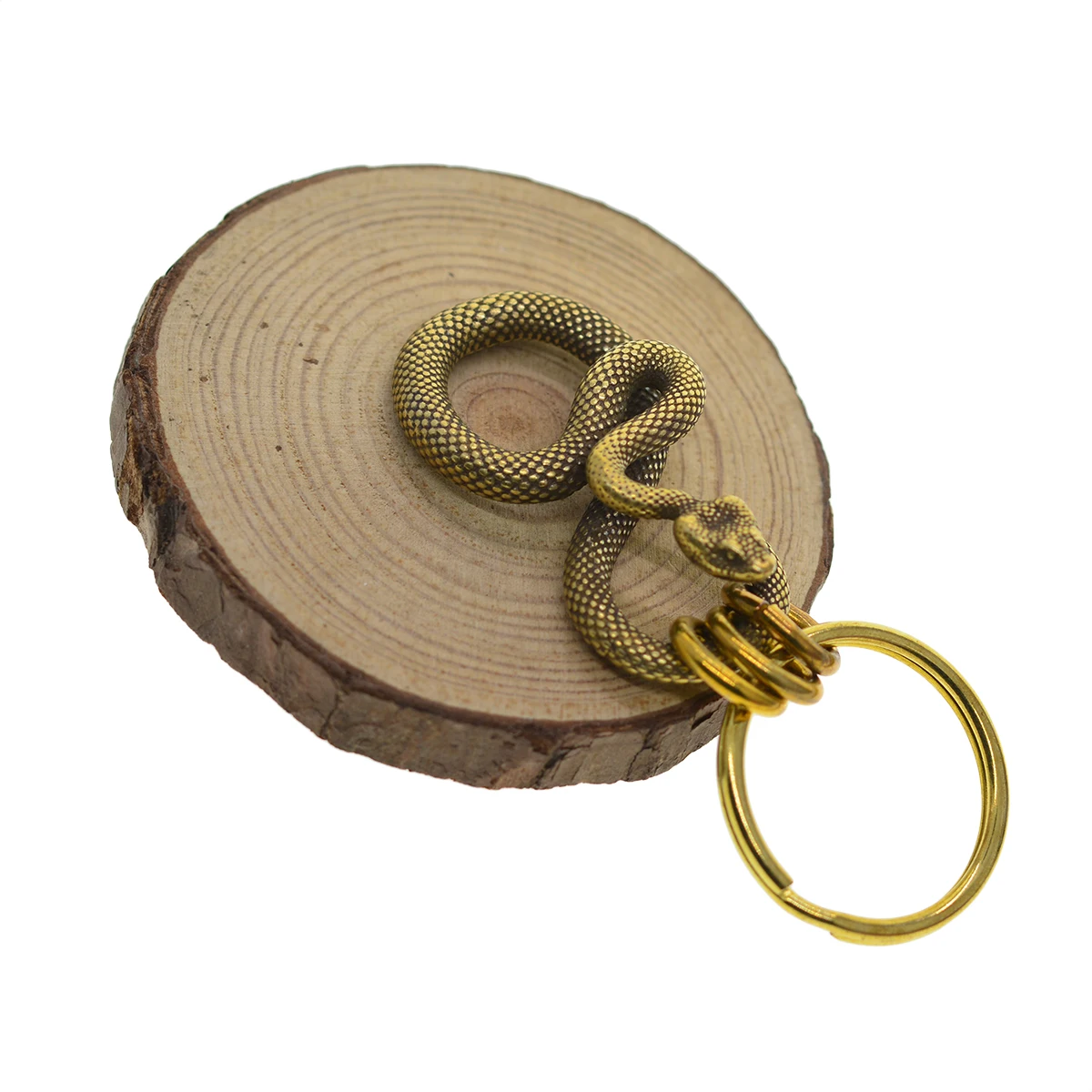 Punk Halloween super fine retro solid brass 3D cobra snake Japanese fish U hook keychains jean chains belt clip FOB EDC
