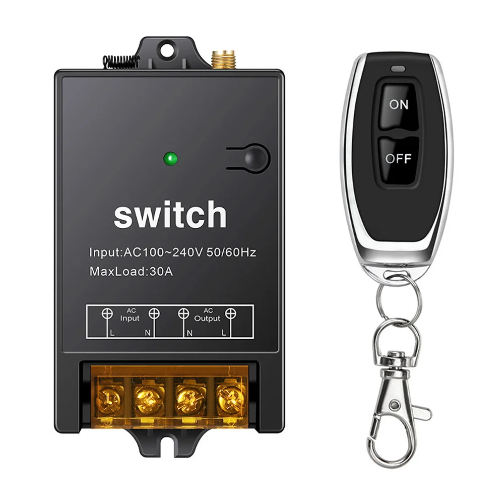 Wireless control switch AC100-240V 50/60Hz 30A RF Wireless Remote Control Switch Button ON OFF Remote Control For Water Pump