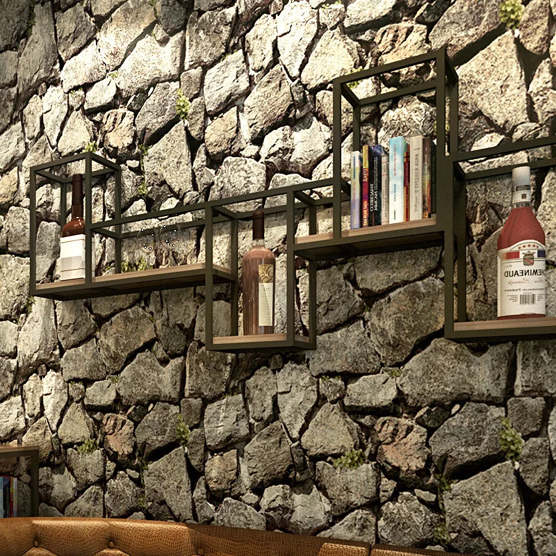 Chinese style three-dimensional antique culture stone stone grain stone wallpaper restaurant coffee shop background wallpaper