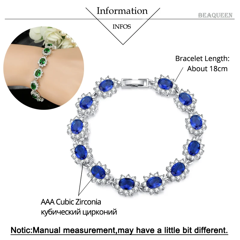 BeaQueen Sparkling Big Oval Purple Austrian Crystal CZ Bracelets Bangles Women Trendy Jewelry Romantic Gift for Wife B024