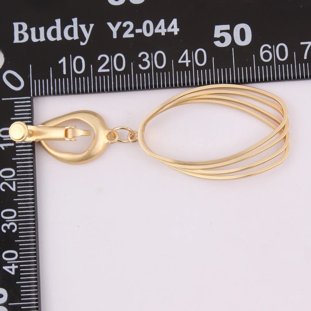 GRACE JUN Korea Style Gold Color  Copper Material Geoemtric  Clip on Earrings Without Pierced Elegant Cuff Ear Clip Anti-allergy