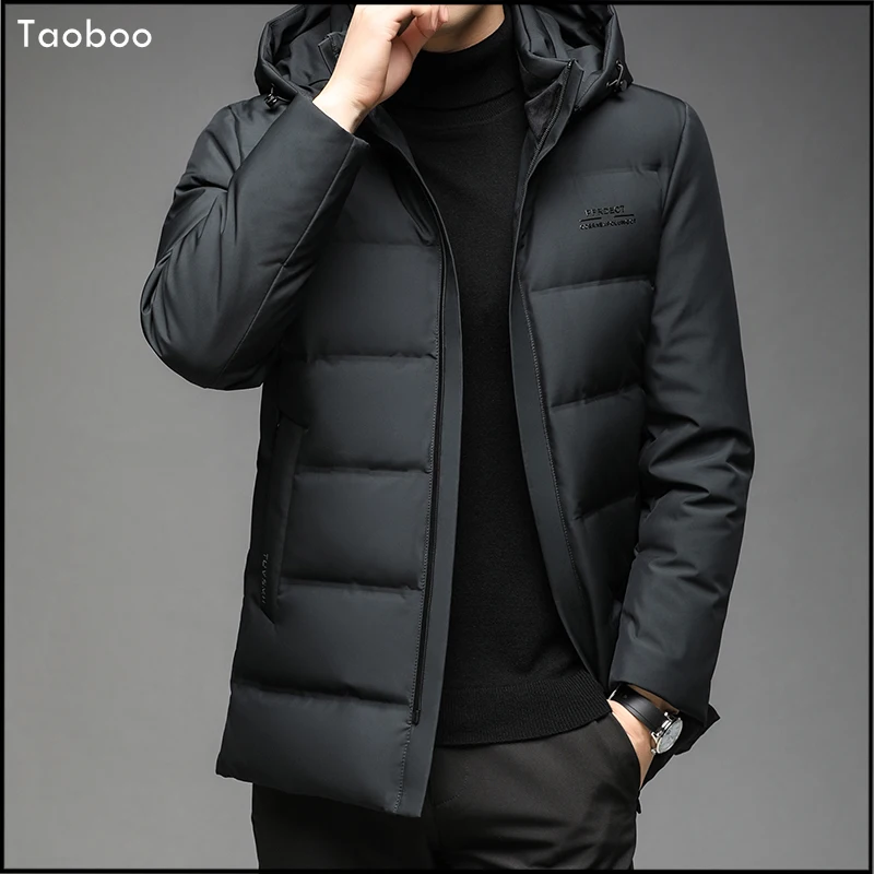 Taoboo Brand Winter New Men Solid Color Parkas High Quality Men\'s Hooded Warm Thick Down Jacket Male Fashion Casual Parka Coat