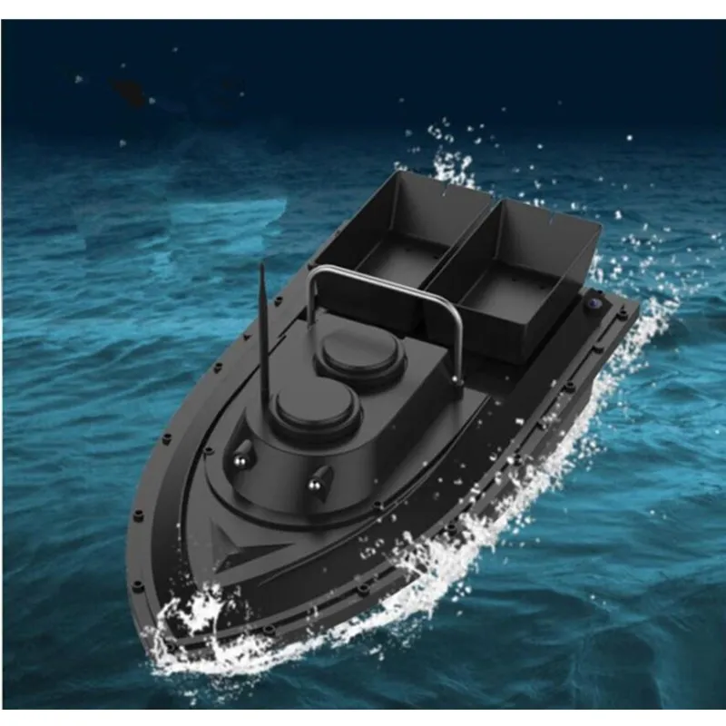 Double Hopper RC Fishing Tackle Boat 1.5kg 3 Hours Load 500M Double Night Light Remote Control Bait Boat Durable RC Fishing Boat